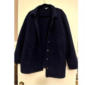 Long Sleeve Sherpa Shirt Jacket in Deep Sea Navy